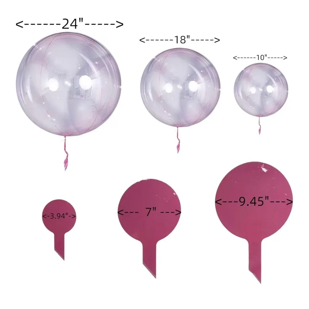 50pcs Clear Bobo Balloons Assorted Sizes 10 18 24 Inch Crystal Pink Transparent